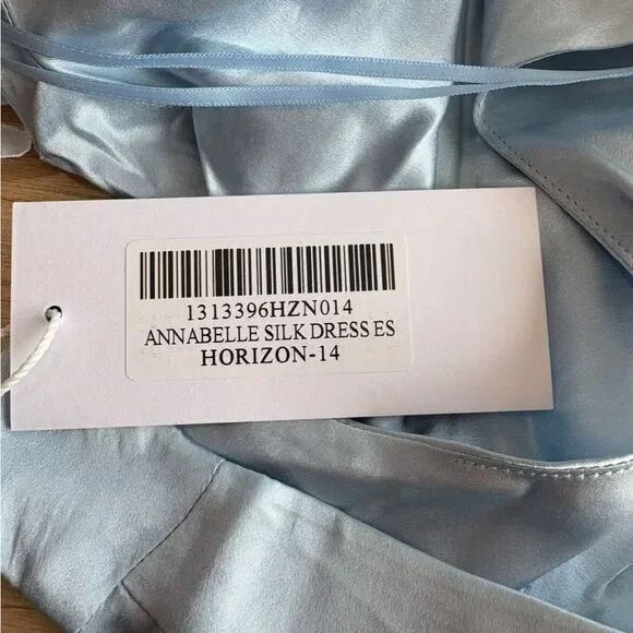 NEW Reformation Annabelle Silk Dress in Horizon Blue size 14 $448